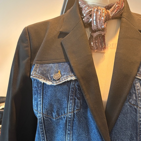 Desigual Black and Blue Denim Blazer - Picture 3 of 13